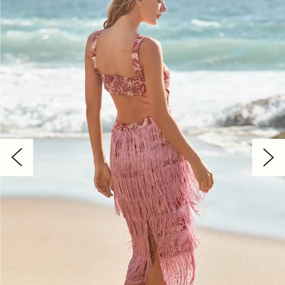 Pink/Purple Print Fringe Dress - Picture 2 of 6